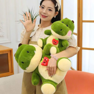 Gấu bông khủng long xanh đính táo 45cm